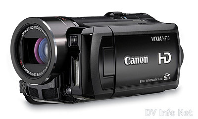 Canon VIXIA HF10 and HF100 flash memory HD cams-hf10oblique2.jpg