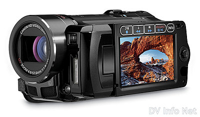Canon VIXIA HF10 and HF100 flash memory HD cams-hf10obliqueclosed.jpg