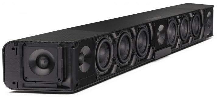 The AMBEO Soundbar – pictured here without its cover – provides immersive 5.1.4 sound without the need for a subwoofer. It enables broadcast mixers to critically evaluate their mixes on a premium product.